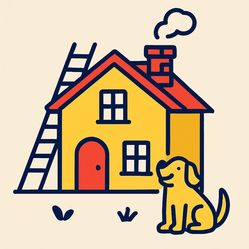 Drawing of a house with a chimney